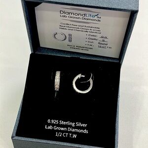 Brand New DiamondLite Lab Grown Diamond 925 Sterling Silver Huggie Hoop Earrings